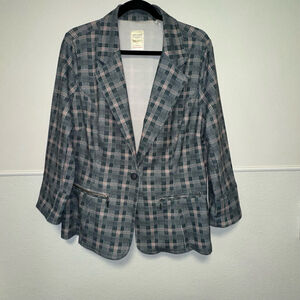 Women's Cavalini Outerwear Suit Blazer Size 2X Gray Pink Paid Jacket Plus Size